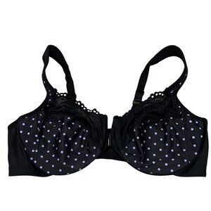 Glamorise Womens Full Figure Polka Dot Underwire Bra Size 46B Black Polka Dot Fr